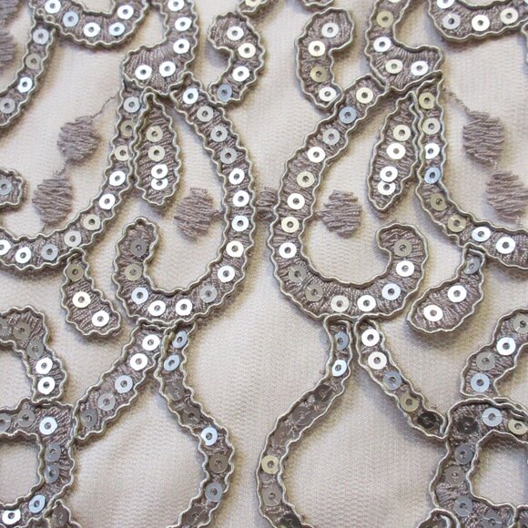 NWT TADASHI SHOJI Miranda in Sand Petal Sequin Embroidered Tulle Sheath Dress 2 - Picture 4 of 13